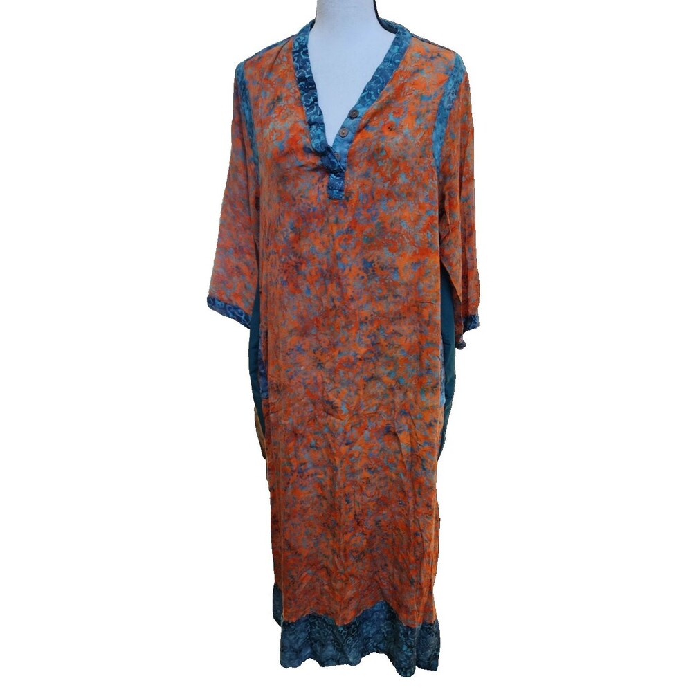 Soft Surroundings Batik Maxi Boho Dress Size PL Ethnic-core